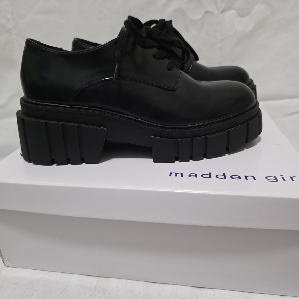 Madden Girl Black Lace-Up Platform Shoes